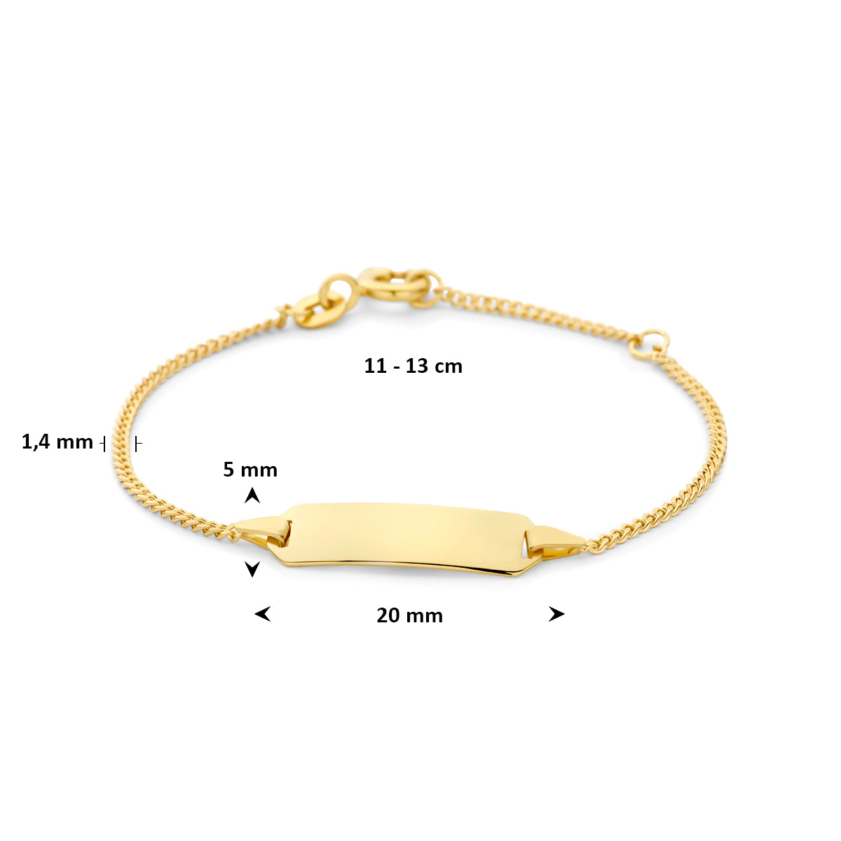 Graveerarmband gourmette 4-zijdes geslepen plaat 5.0 mm