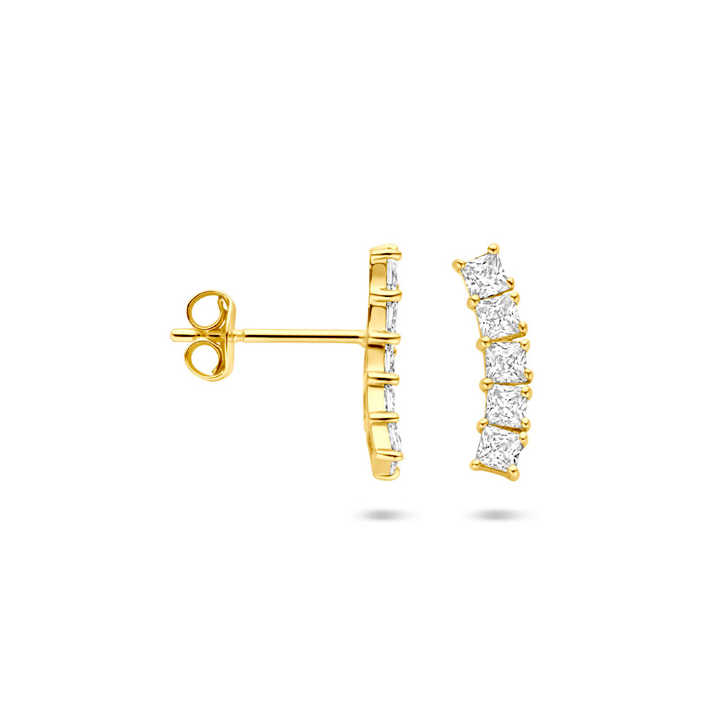 14k Geelgouden oorknoppen zirkonia 12 mm
