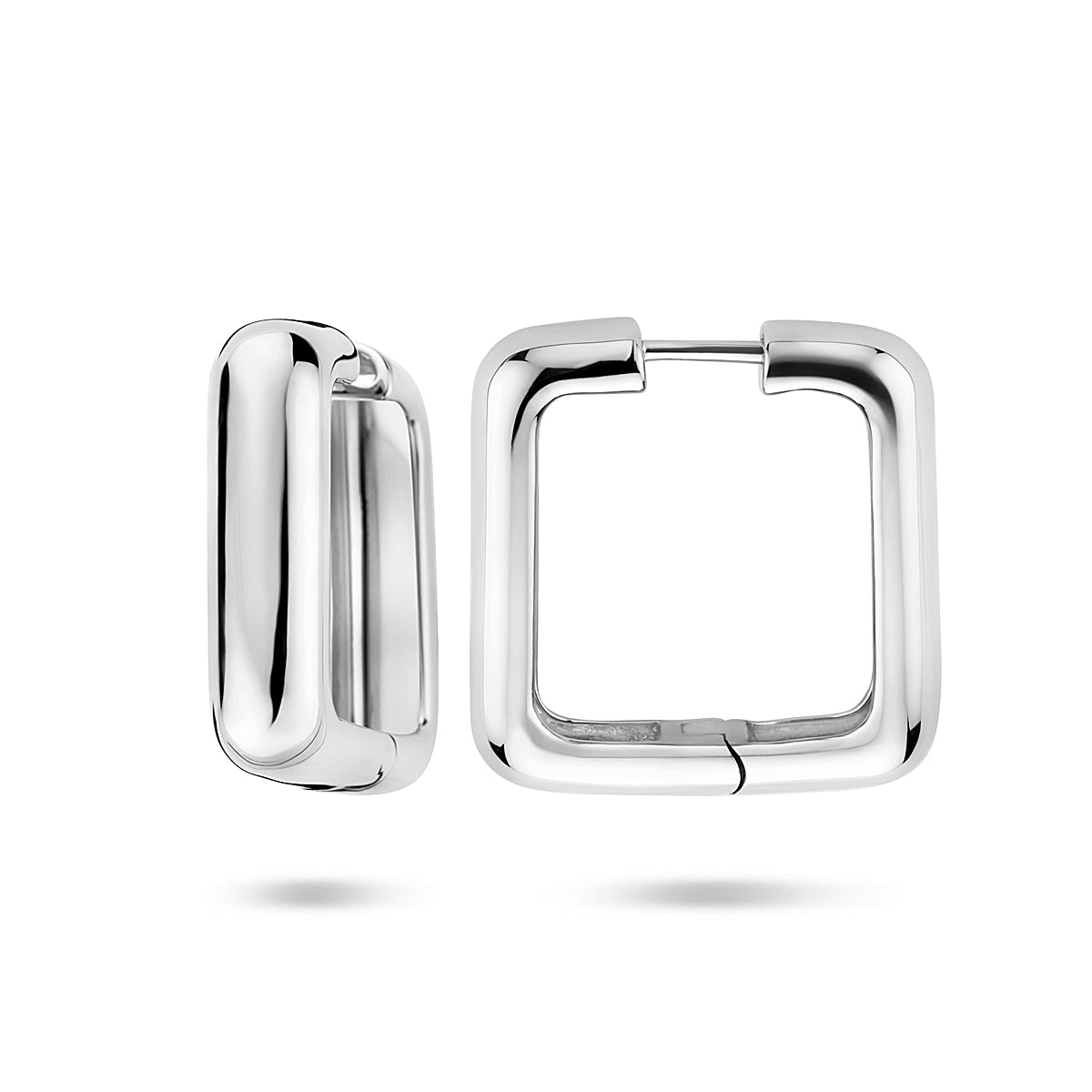 Zilver gerhodineerd klap creolen (scharnier)