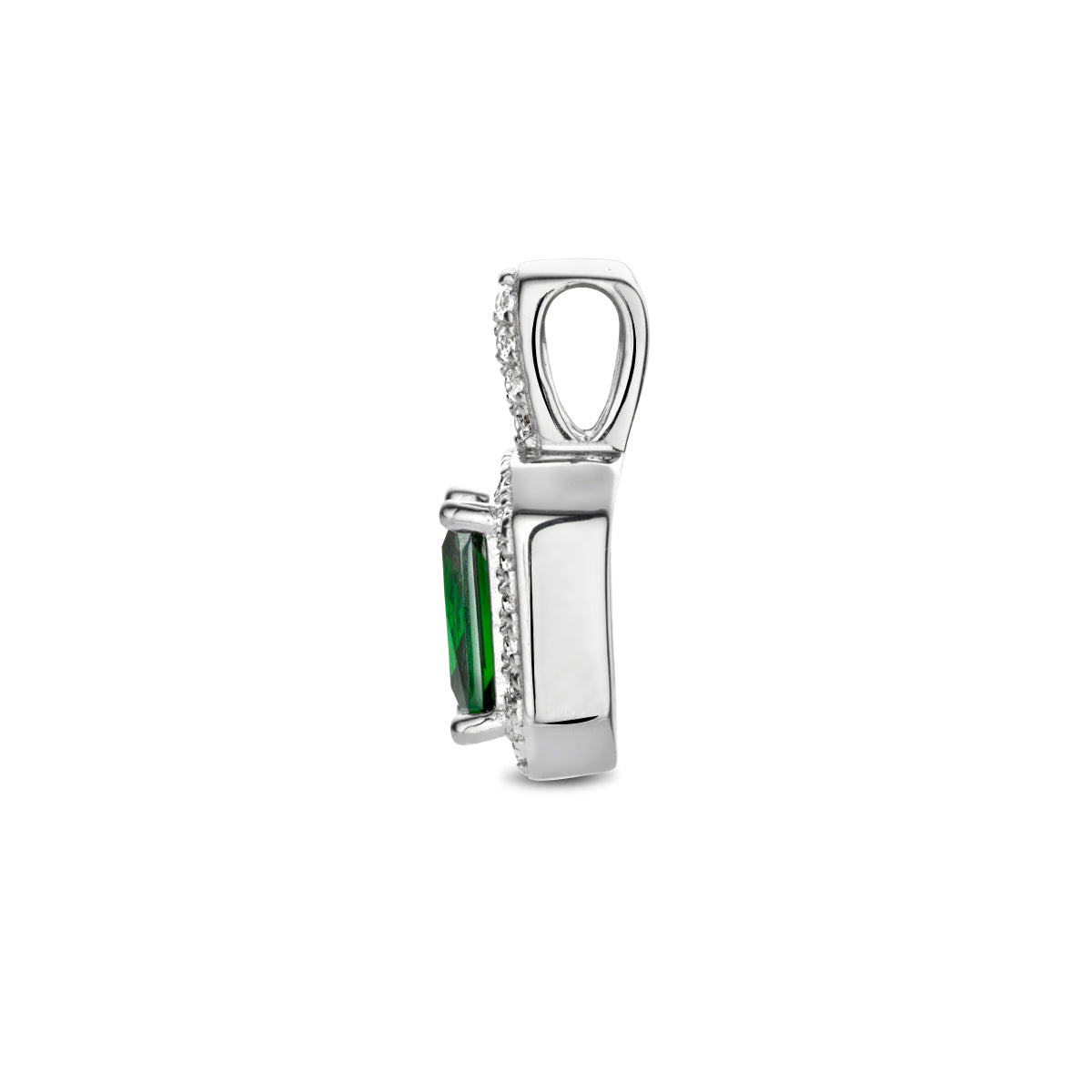 Hanger zirkonia groen en wit halo