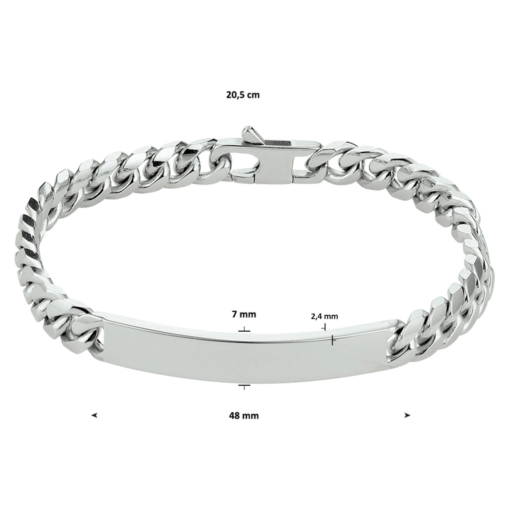 Graveerarmband gourmette 6-zijdes geslepen plaat 7.0 mm 20.5 cm