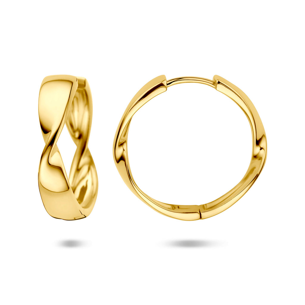 Goud geel op Zilver klap creolen (scharnier)
