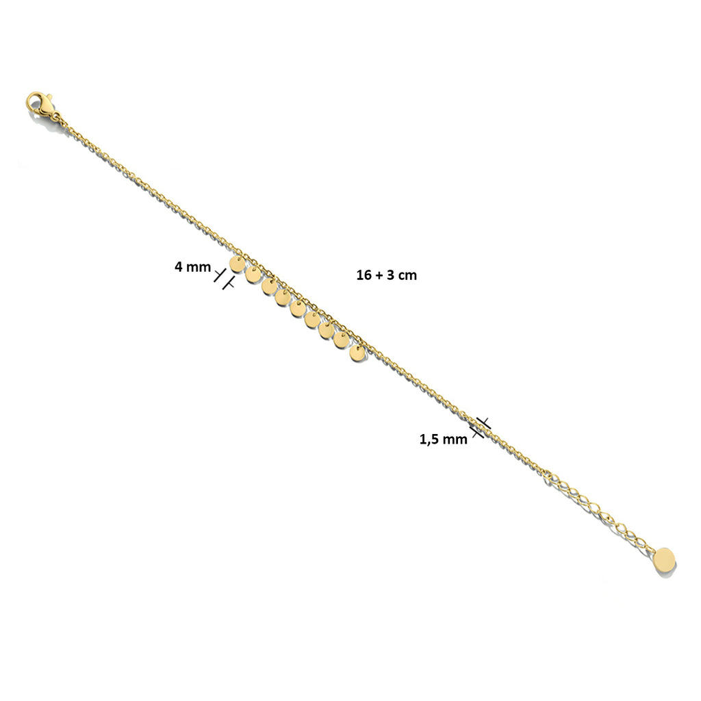 Armband rondjes 16 + 3 cm ion plating