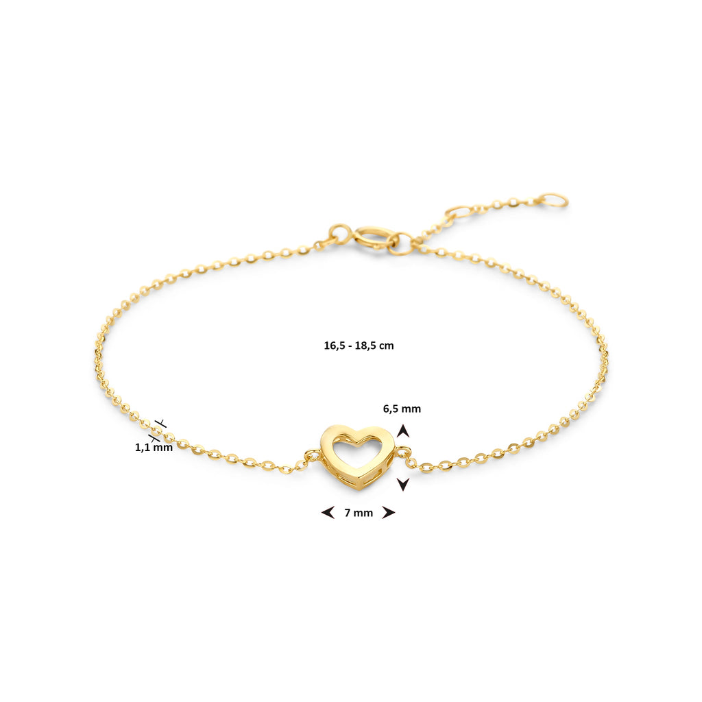 Armband hart 16.5 - 18.5 cm