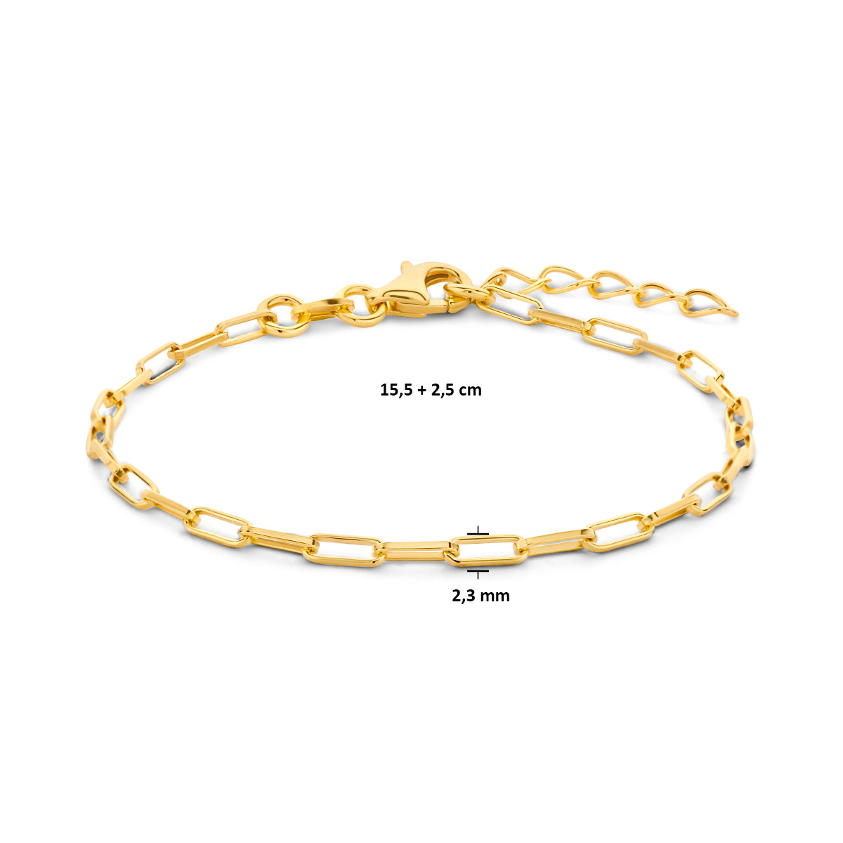 Goud geel op Zilver lengte artikelen (schakel)