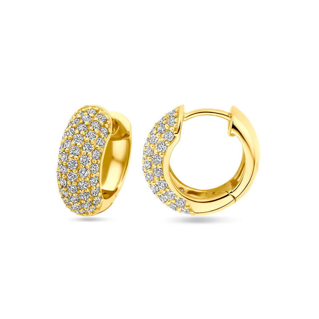 Gold plated klapoorringen met zirkonia