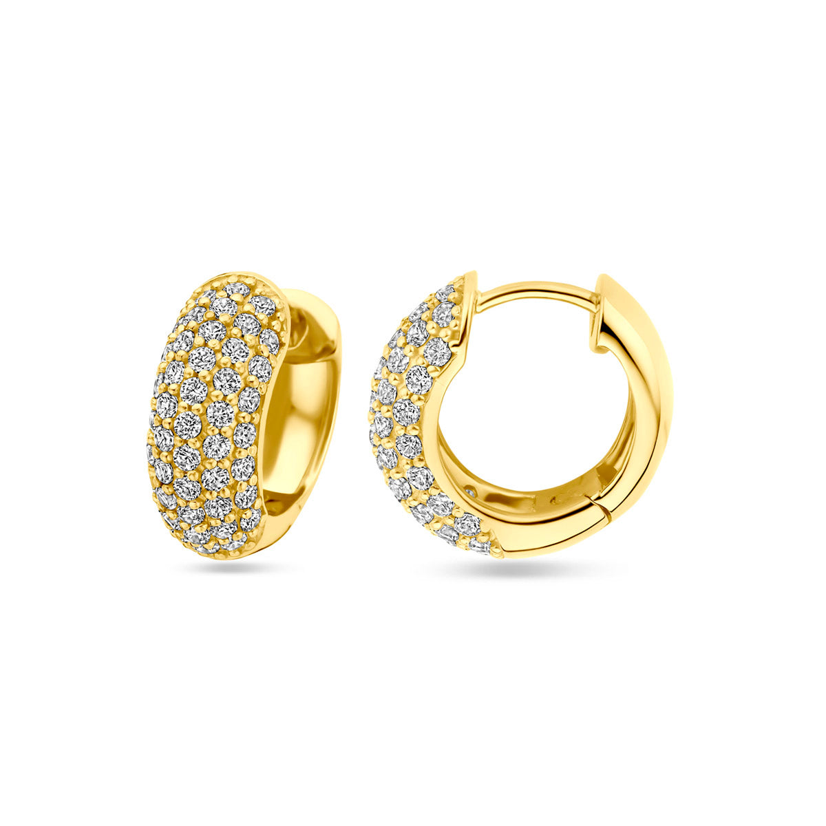 Gold plated klapoorringen met zirkonia