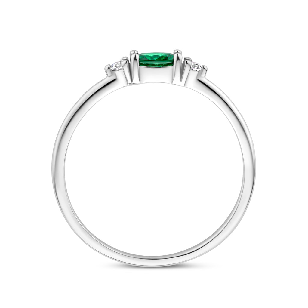 Ring wit en groen zirkonia