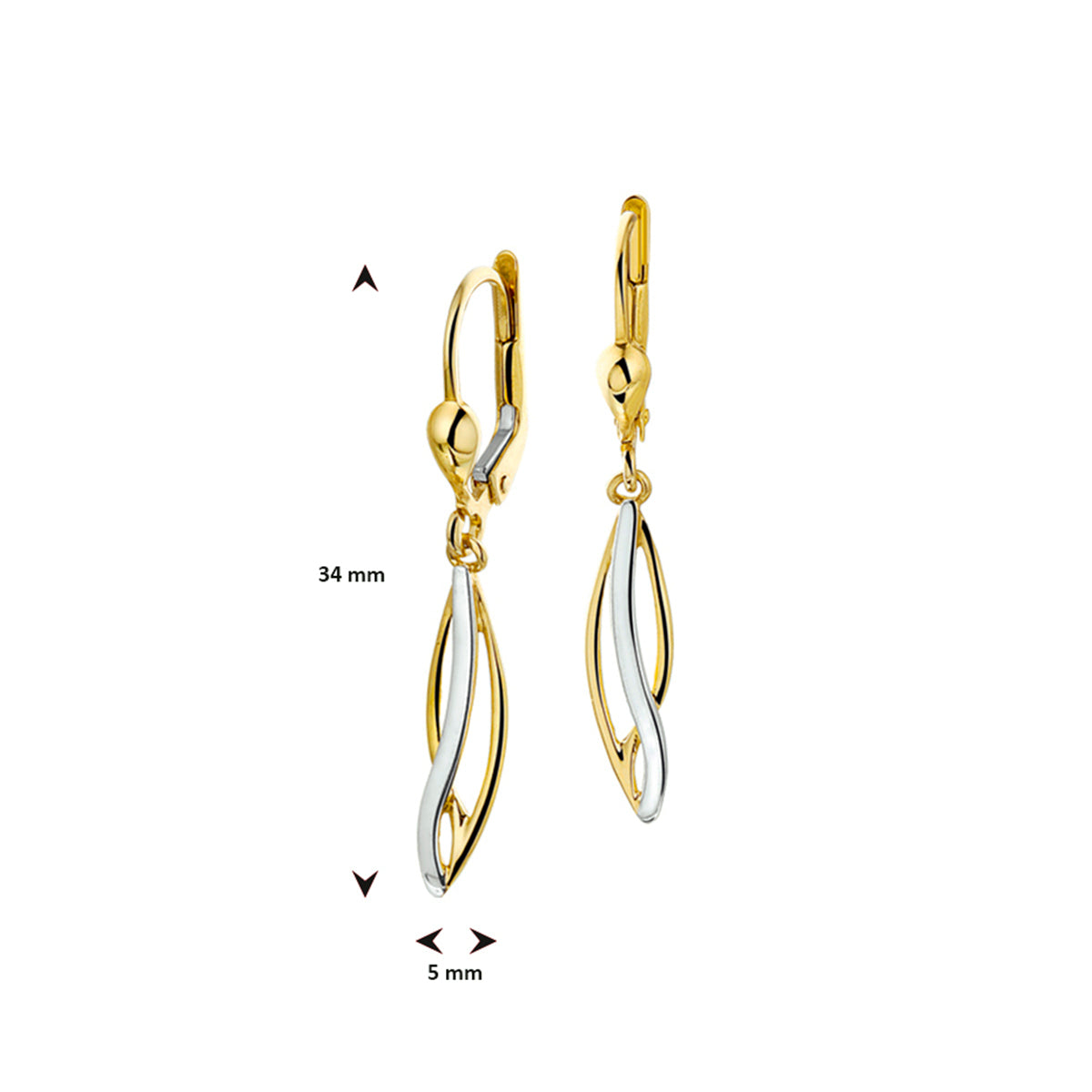 Oorhangers brisur haak bicolor gestift