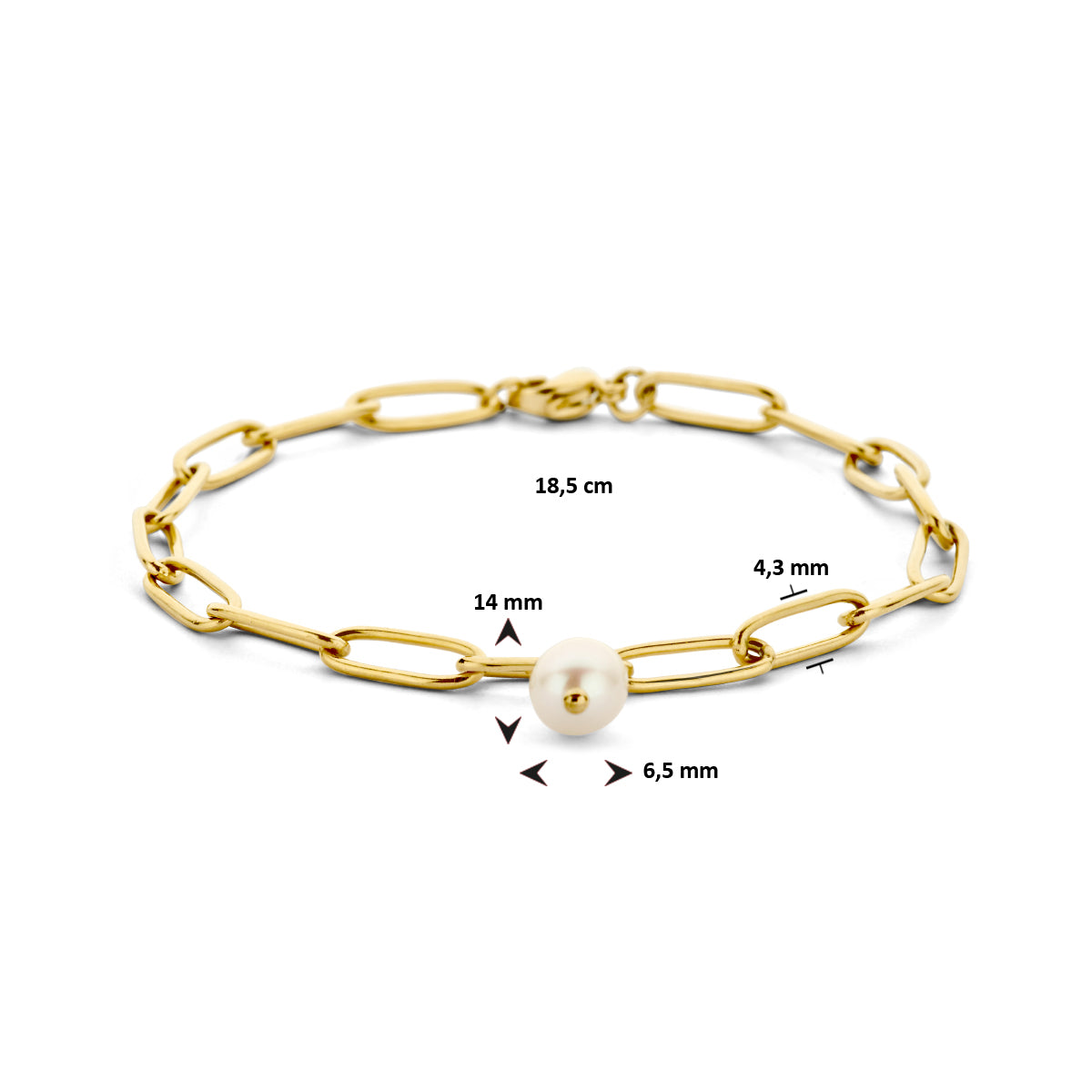 Armband paperclip synth.parel 4.3 mm 18.5 cm ion plating