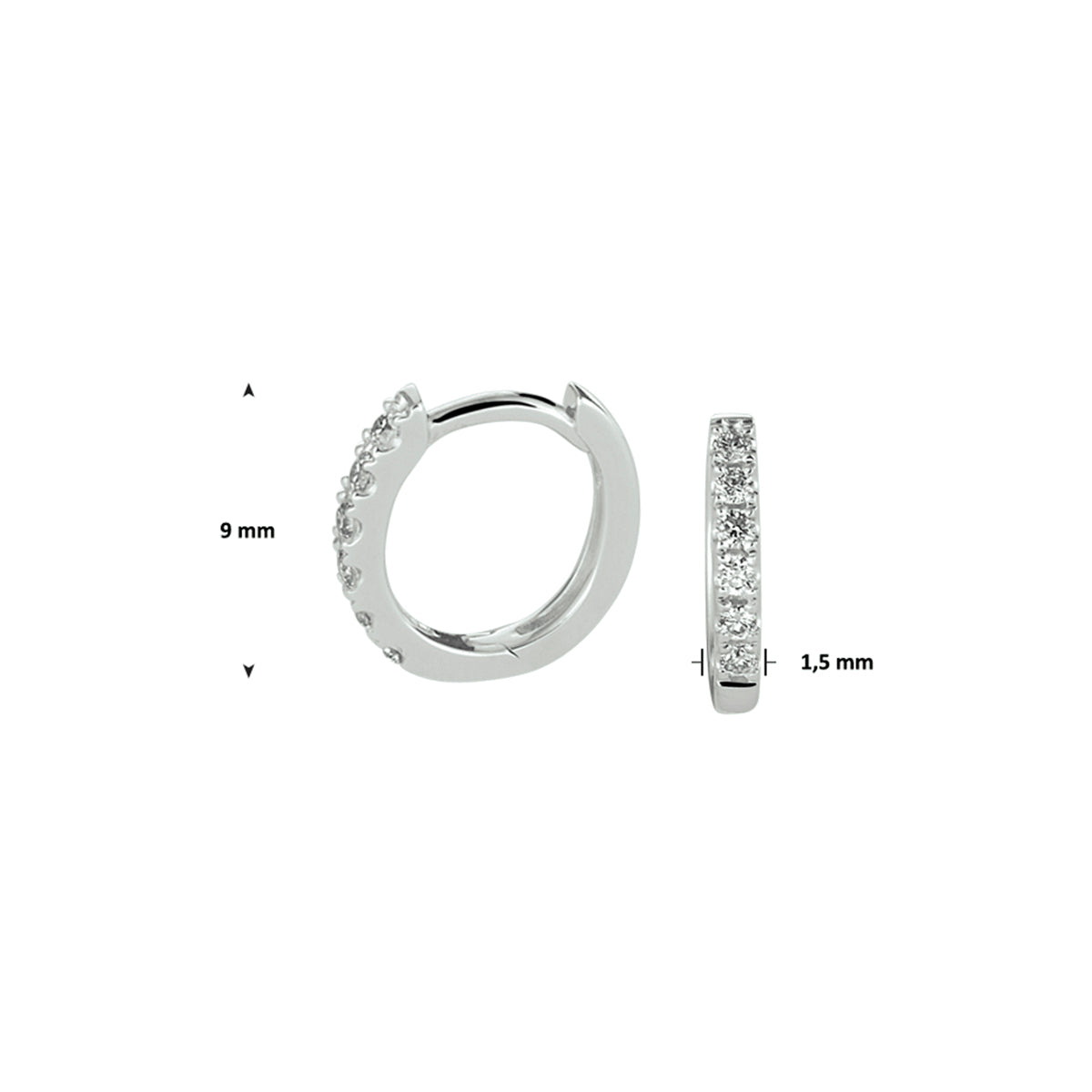 Klapoorringen diamant 0.10ct (2x0.05ct) g si