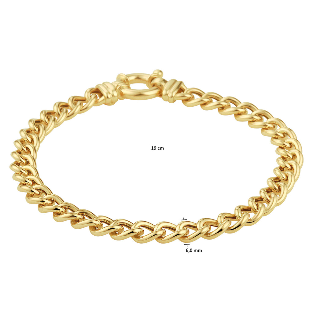Armband gourmette 6.0 mm 19 cm met groot springslot