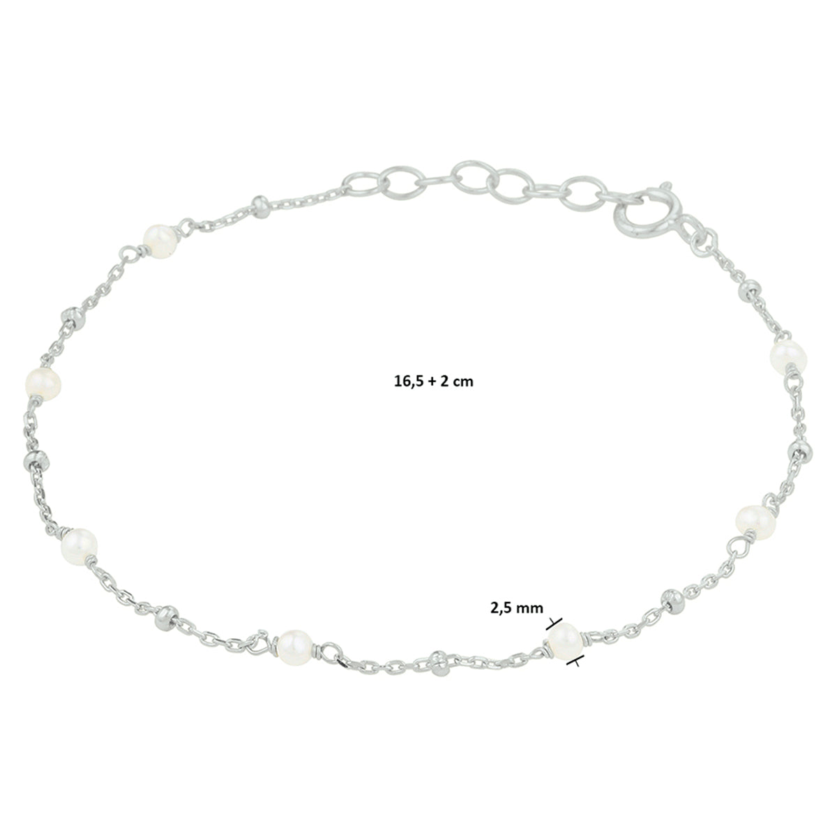 Armband parel 16.5 + 2 cm