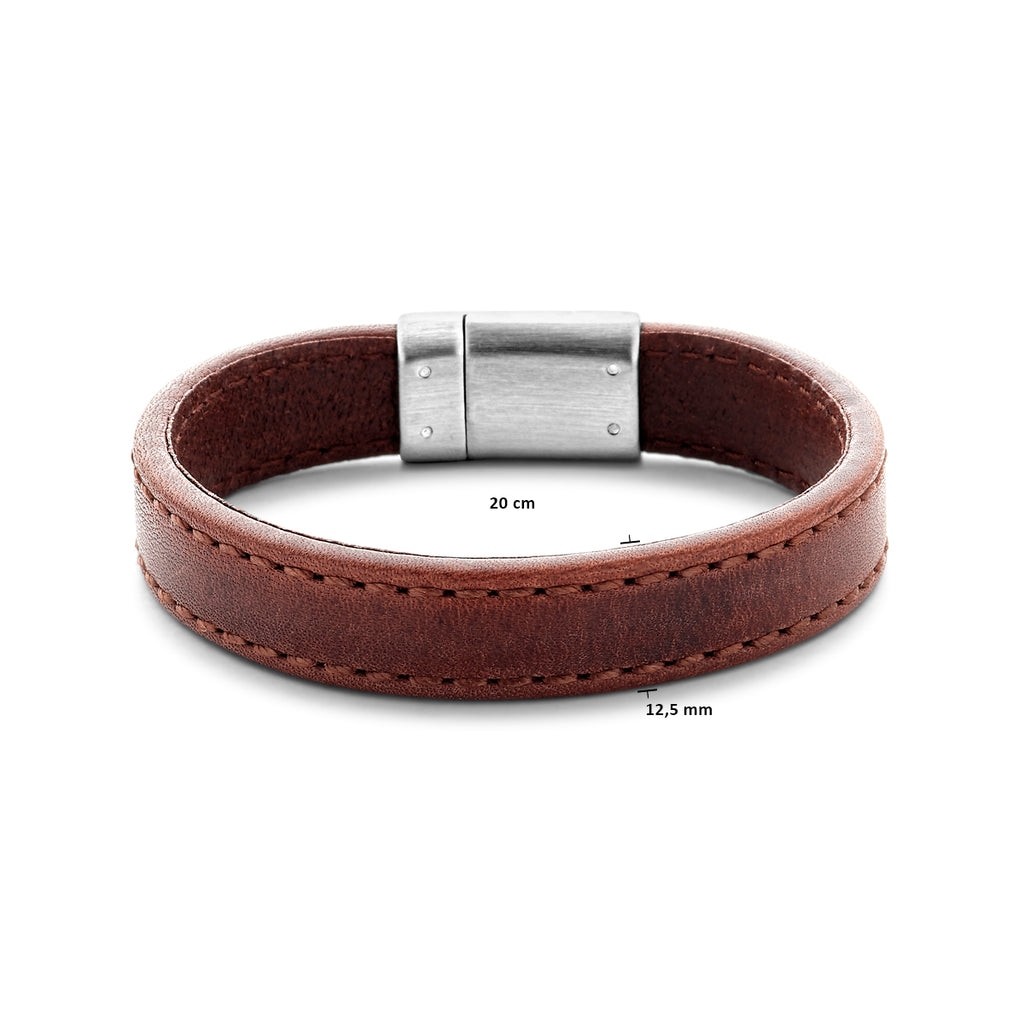 Armband leer donkerbruin 12.5 mm