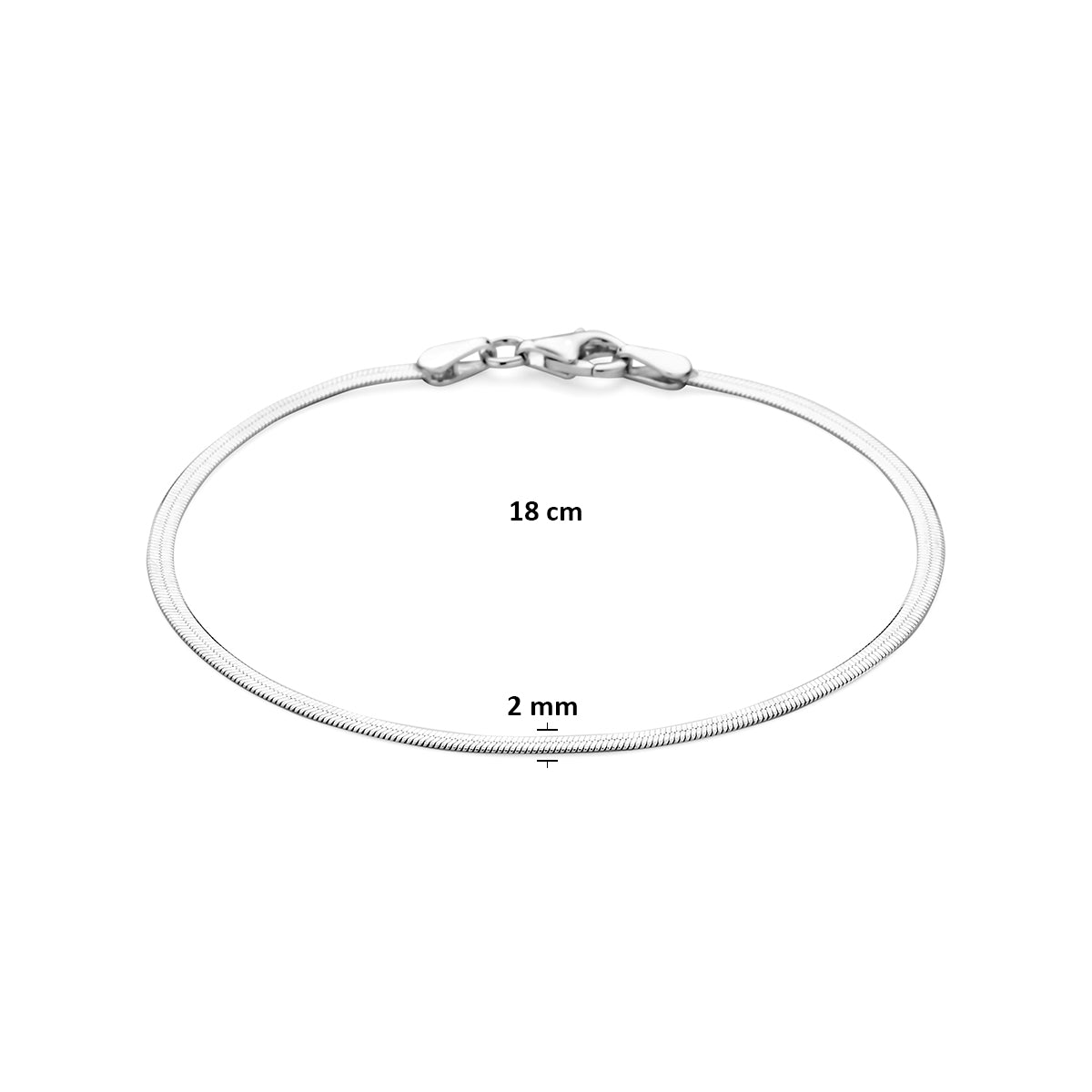 armband slang plat 2 mm 18 cm