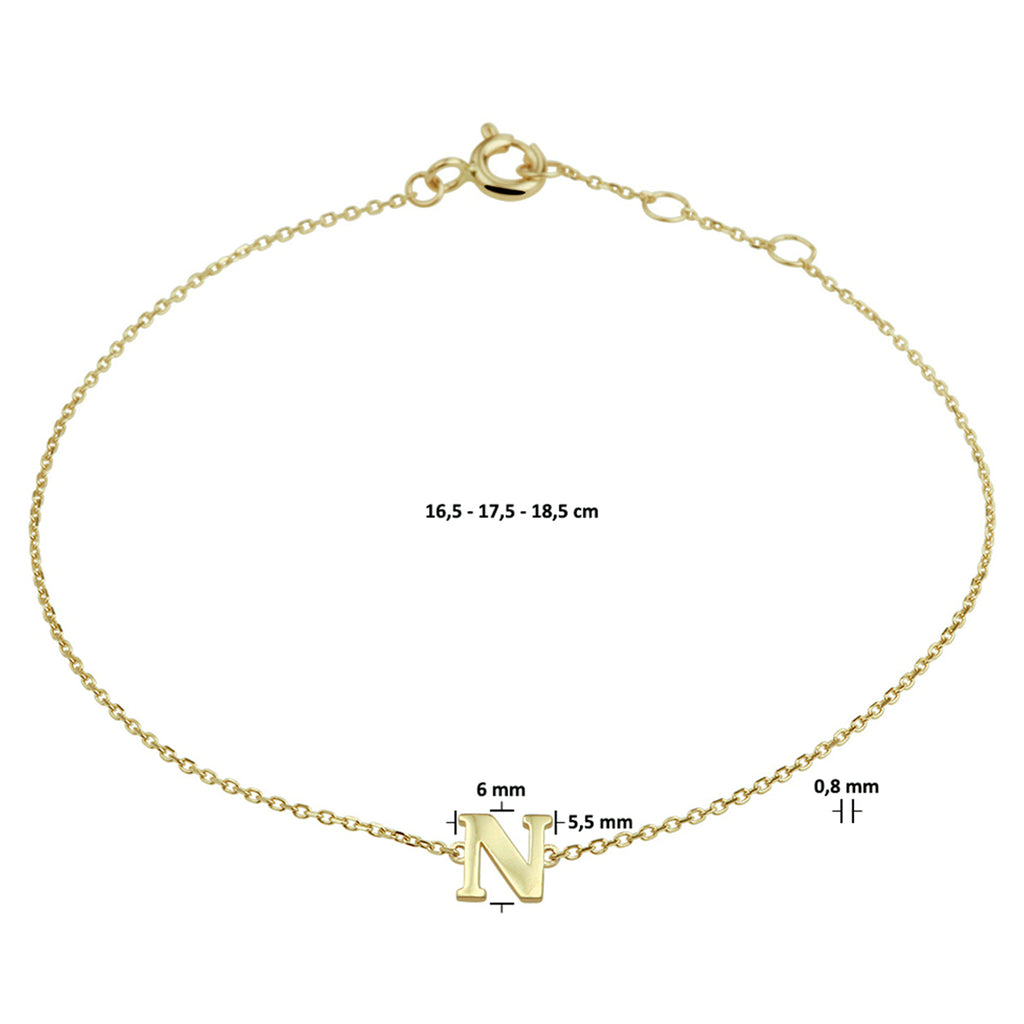 Armband letter 16.5 - 17.5 - 18.5 cm