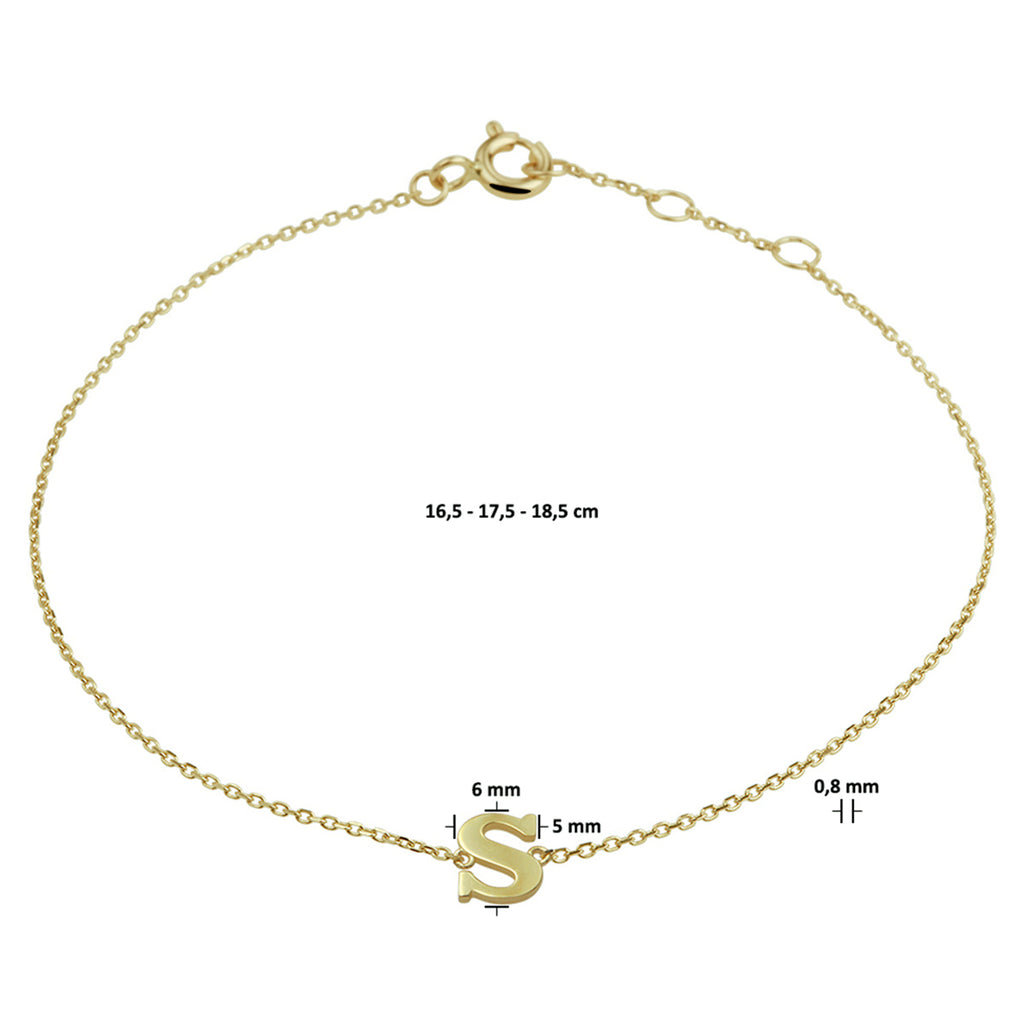 Armband letter 16.5 - 17.5 - 18.5 cm