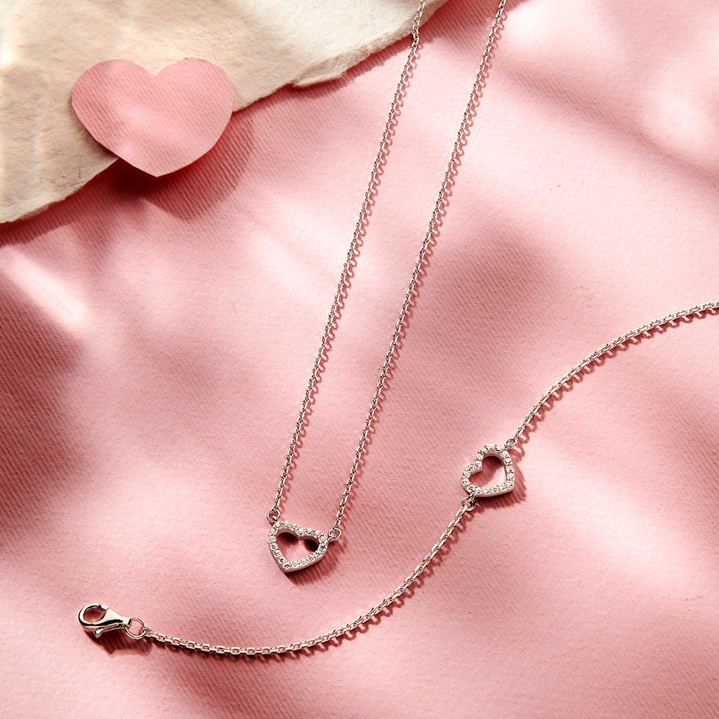 Collier hart zirkonia 40 + 4 cm