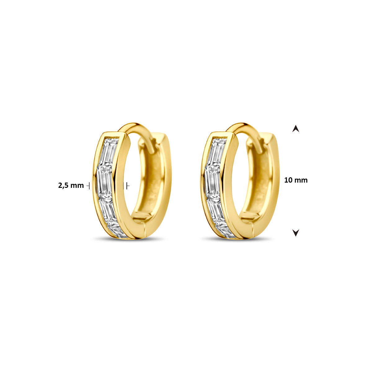 Klapoorringen zirkonia 10 mm 1 micron