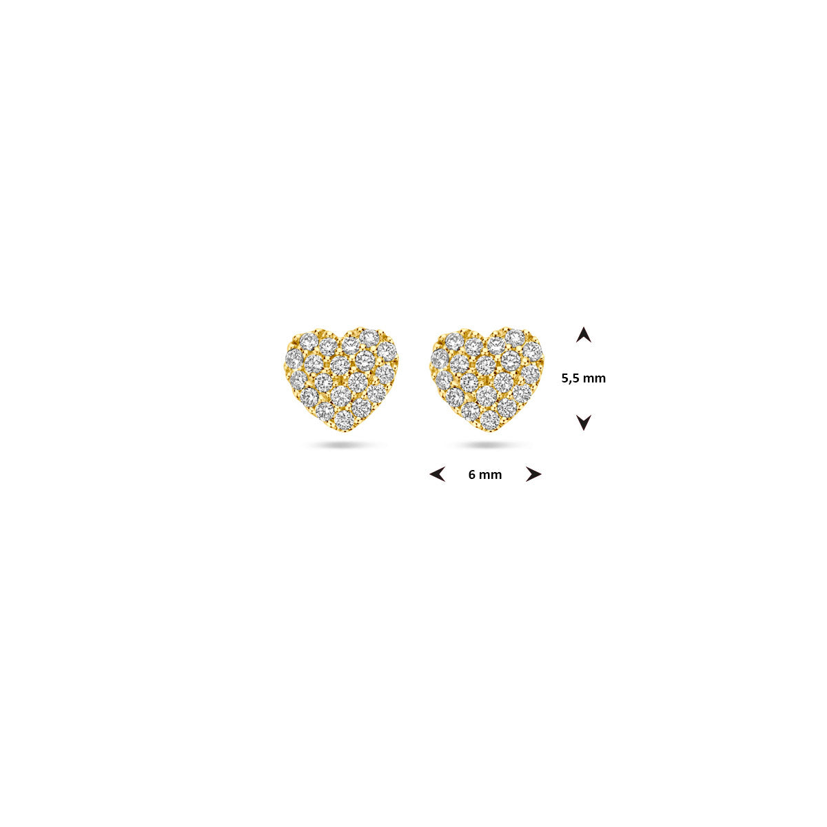 Oorknoppen hartje diamant 0.18ct (2x 0.09ct) h si 5.5 mm