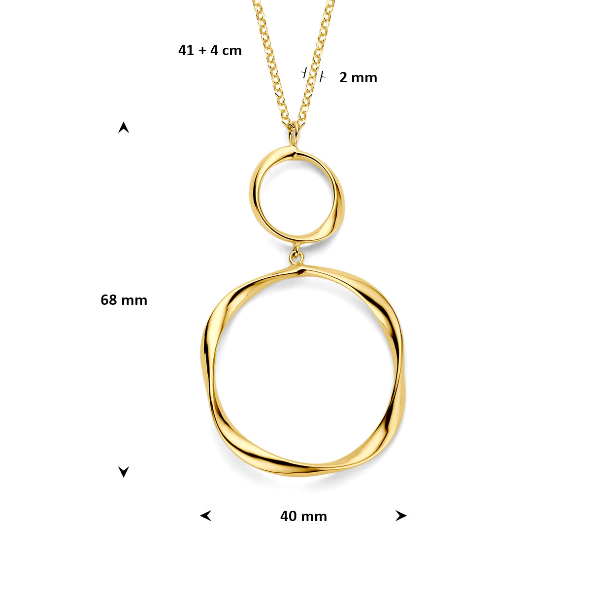 Collier gedraaid 41 + 4 cm 3 micron