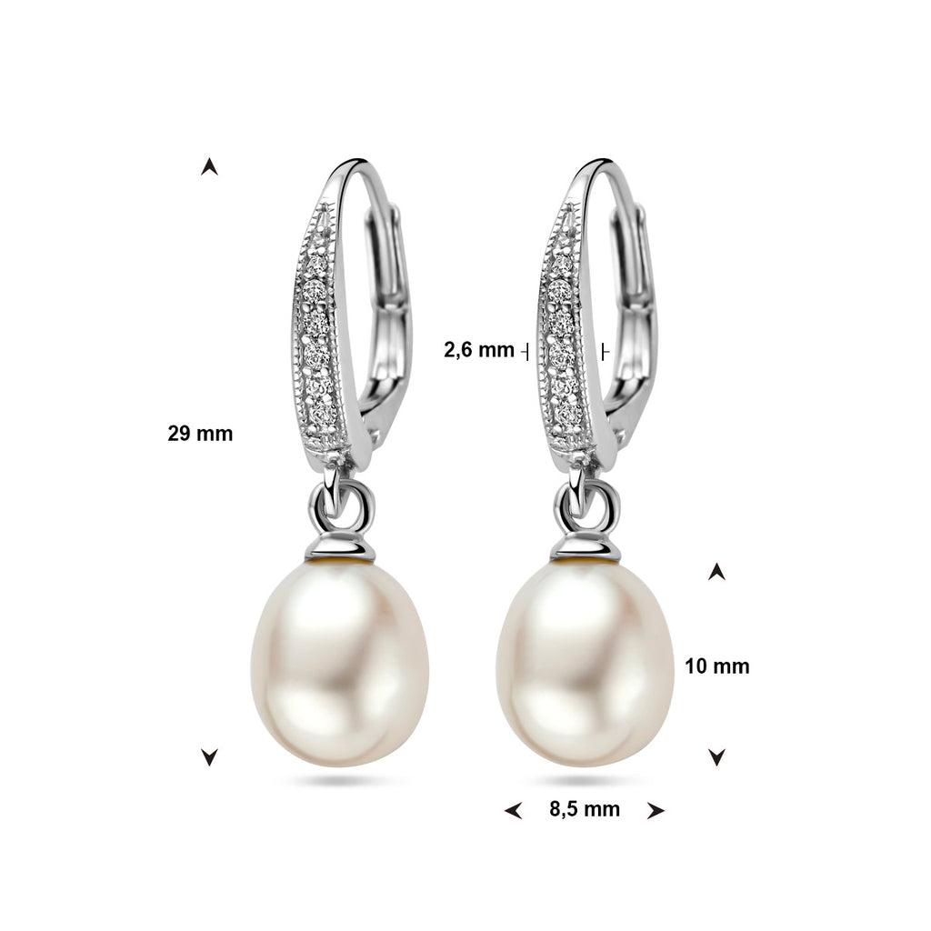 Oorhangers parel en zirkonia brisur haak