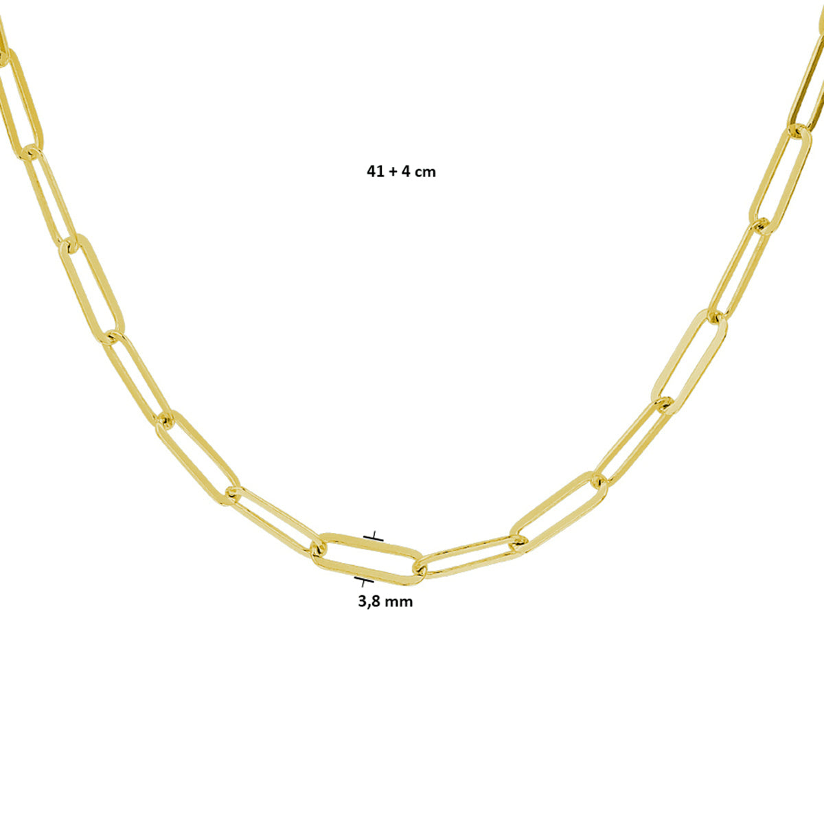 Collier paperclip 3.8 mm 41 + 4 cm 3 micron