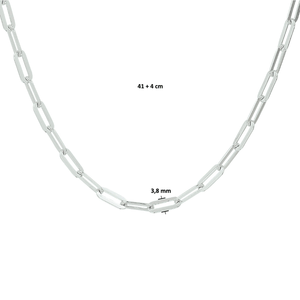 Collier paperclip platte buis 3.8 mm 41 + 4 cm