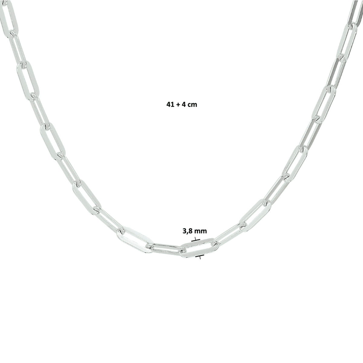 Collier paperclip platte buis 3.8 mm 41 + 4 cm