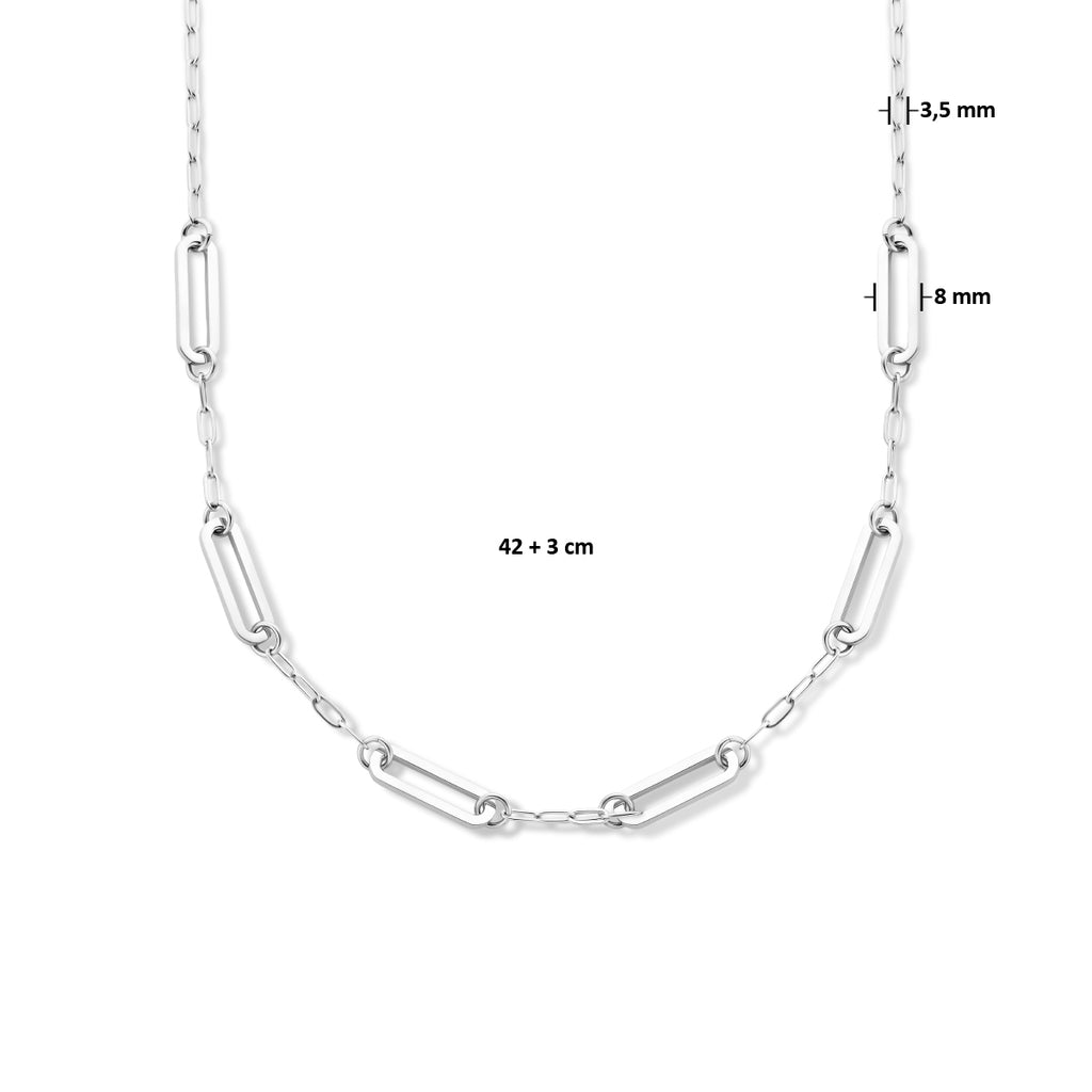 Collier paperclip platte buis 8 mm 42 + 3 cm