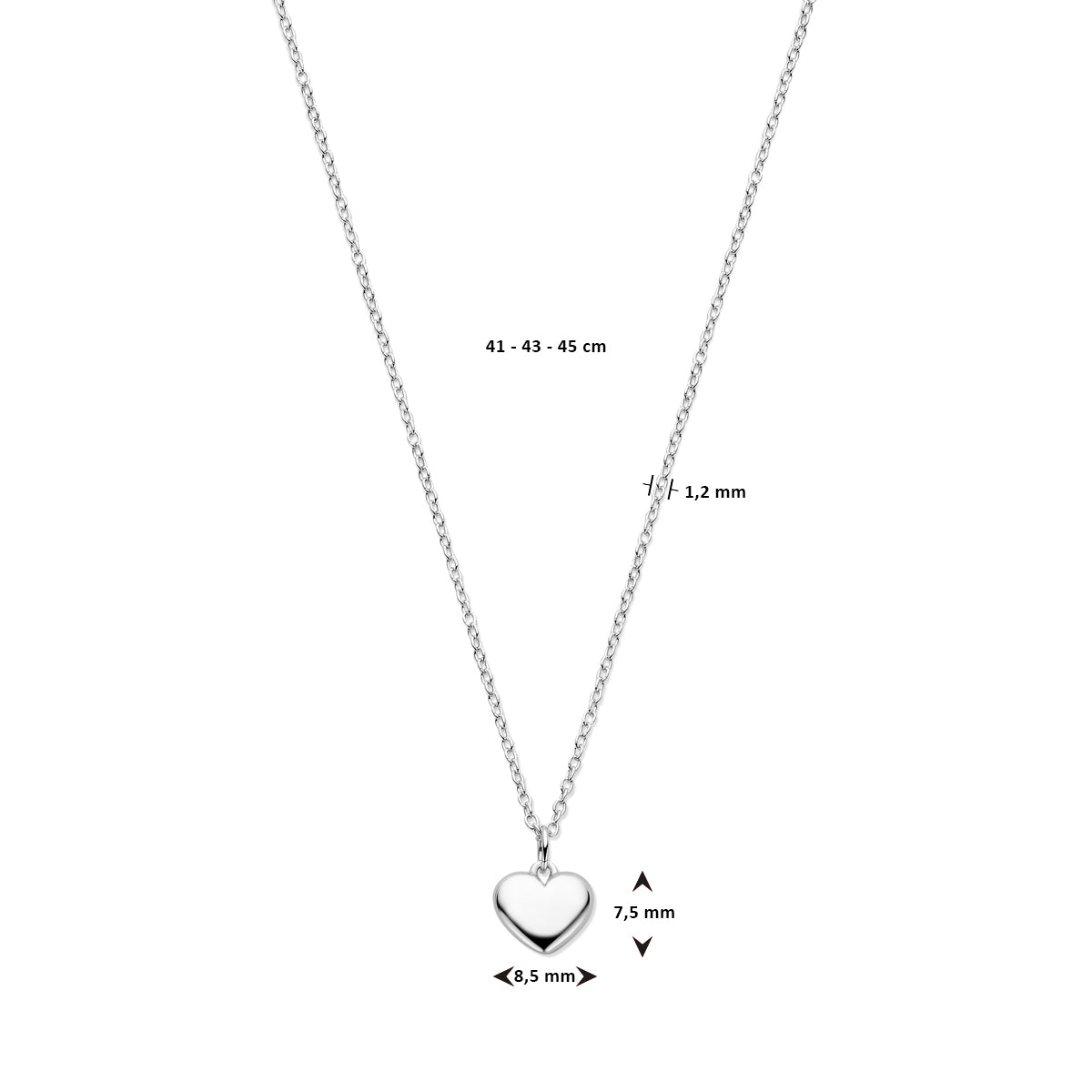 Collier hartje 41 - 43 - 45 cm