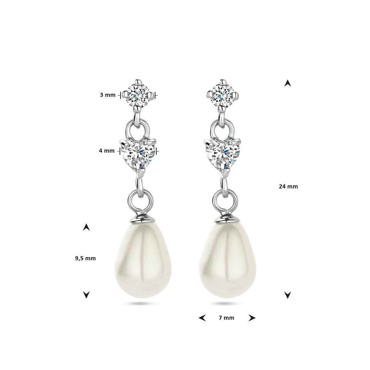 Oorhangers parel zirkonia
