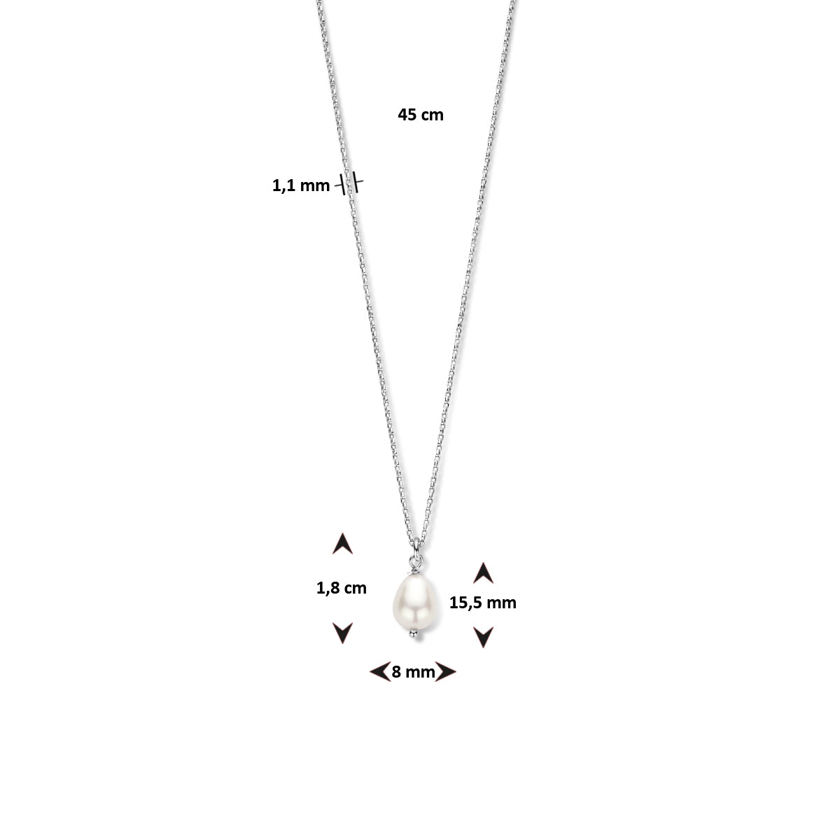 Collier parel 45 cm