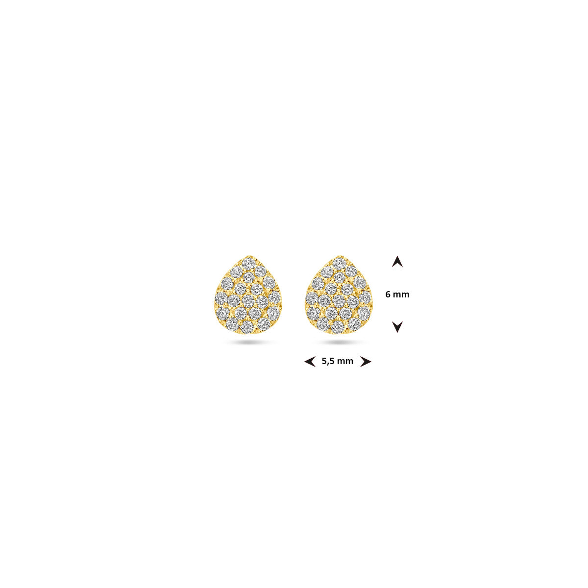 Oorknoppen druppel diamant 0.21ct (2x 0.105ct) h si 6 mm