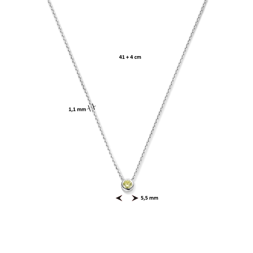 Collier met geboortesteen zirkonia 41 + 4 cm