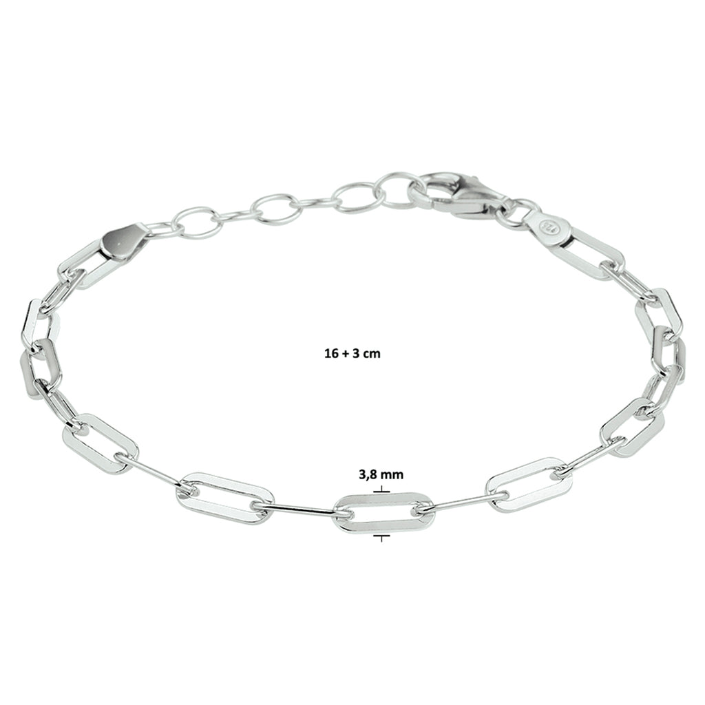 Armband paperclip platte buis 3.8 mm 16 + 3 cm