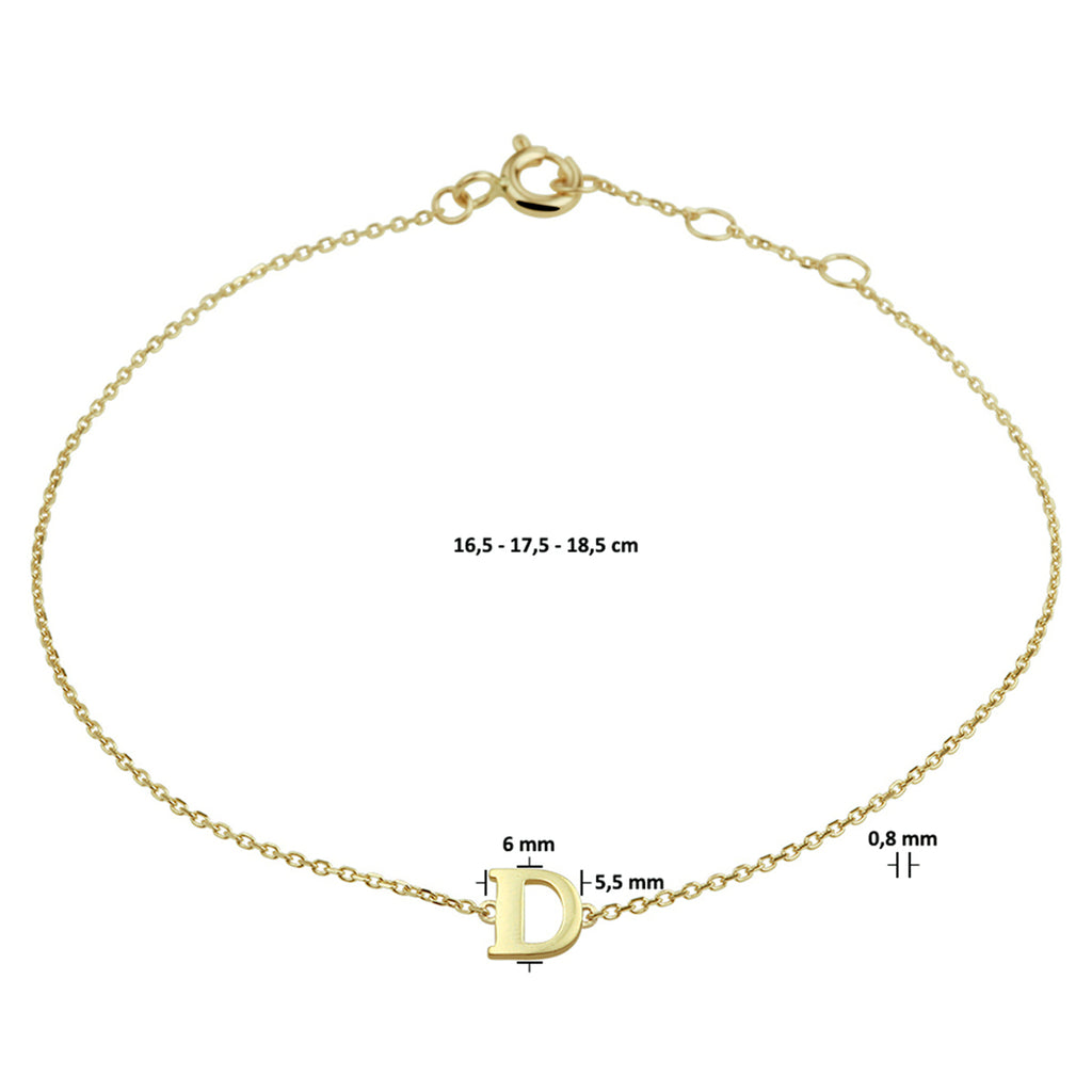 Armband letter 16.5 - 17.5 - 18.5 cm