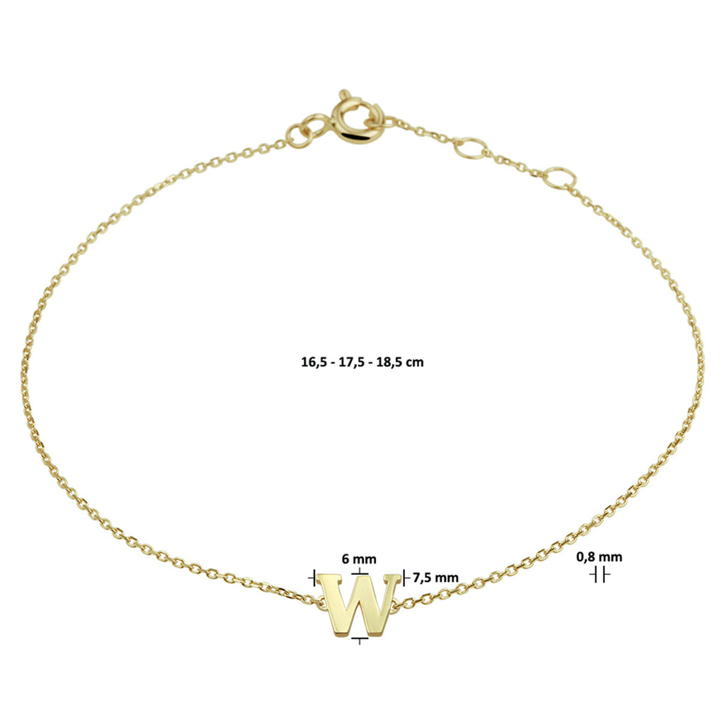 Armband letter 16.5 - 17.5 - 18.5 cm
