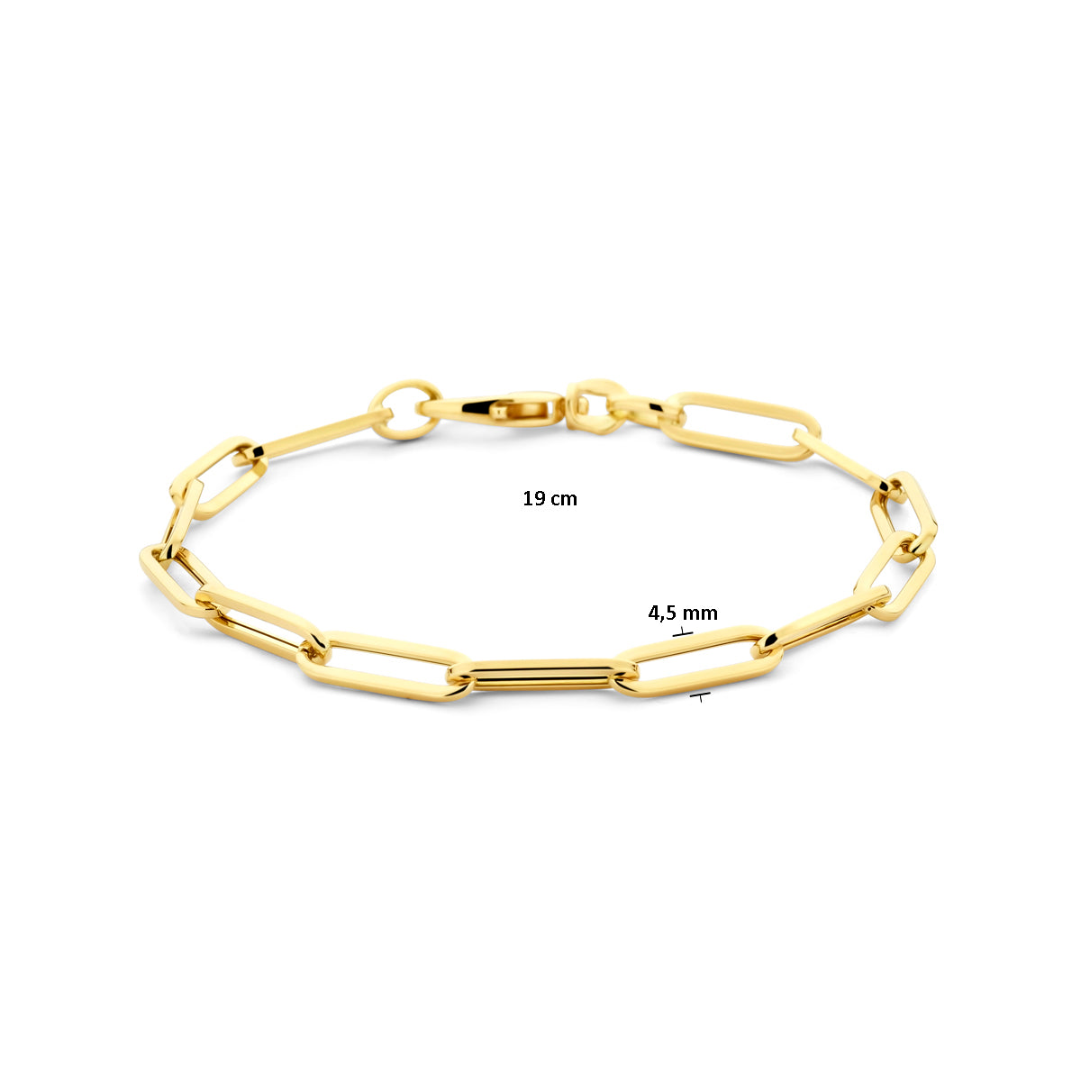 Armband paperclip vierkante buis 4.5 mm 19 cm