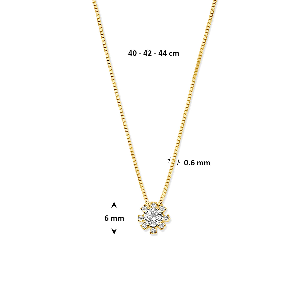 Collier rozet zirkonia 40 - 42 - 44 cm