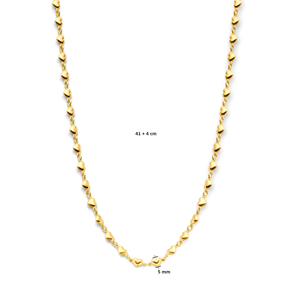 Collier hartjes 41 + 4 cm 3 micron