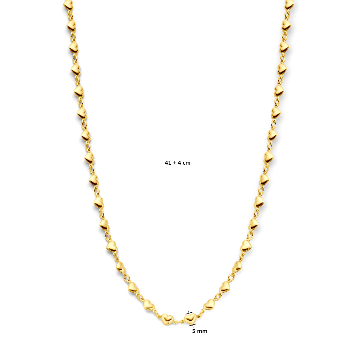 Collier hartjes 41 + 4 cm 3 micron