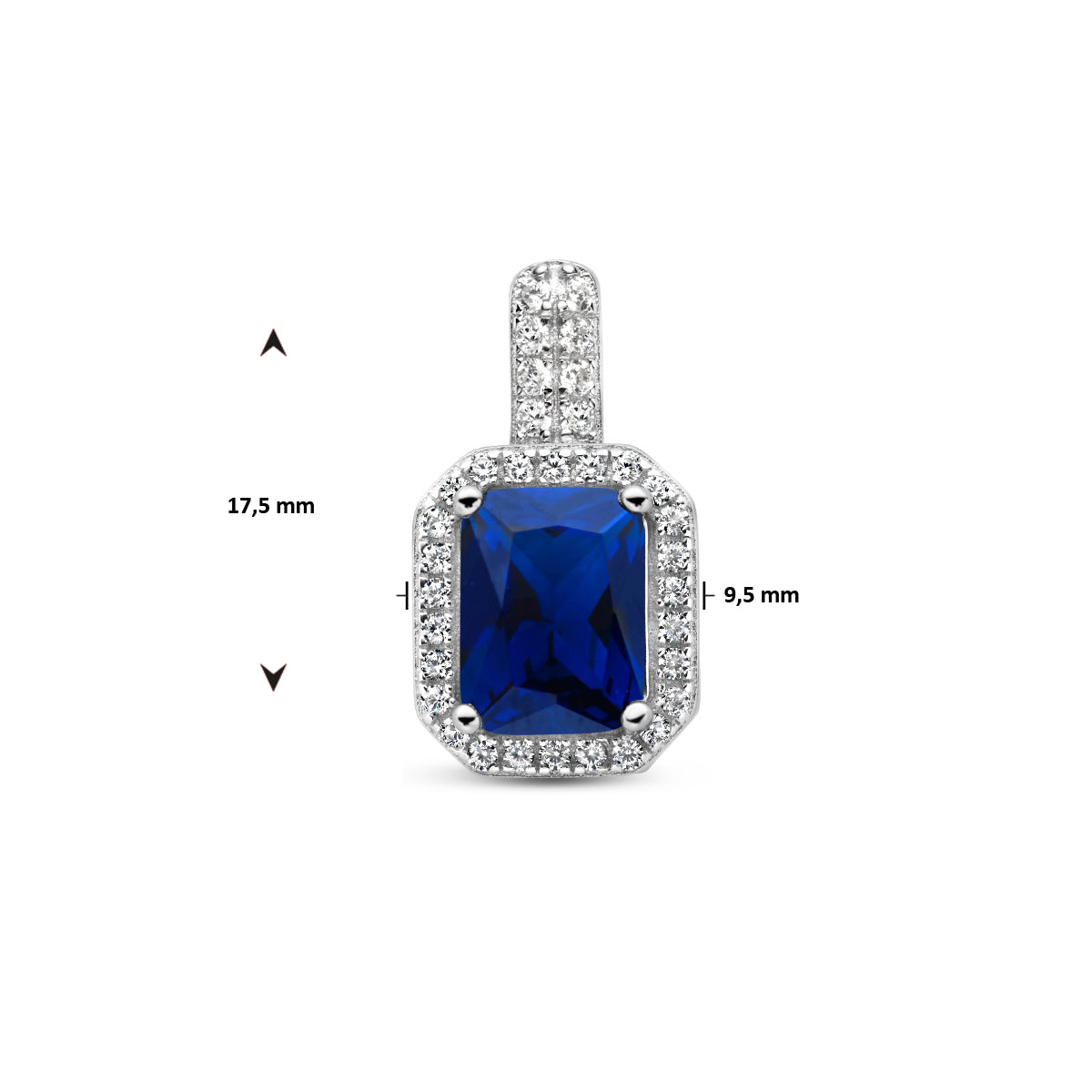 Hanger blauw en wit zirkonia halo