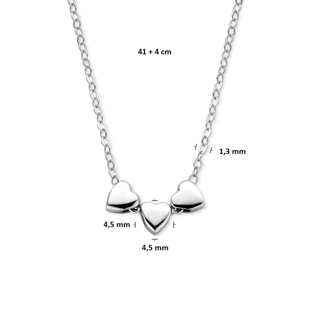 Collier 3 hartjes 41 + 4 cm
