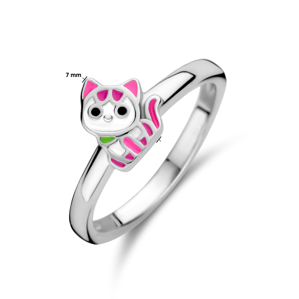 Zilveren ring poes mt14