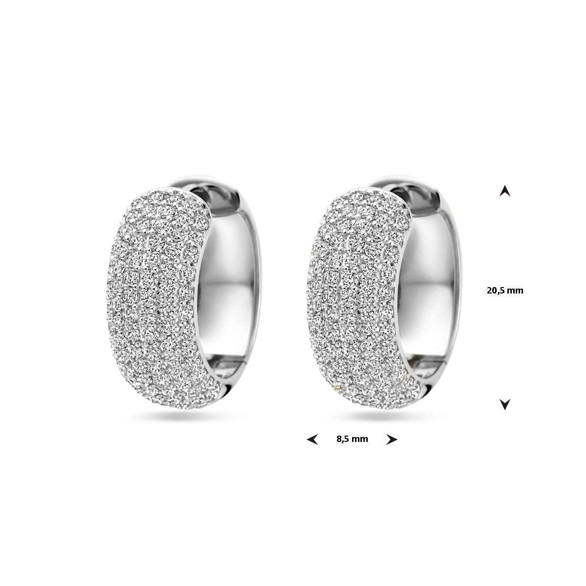 Klapoorringen zirkonia 20.5 mm