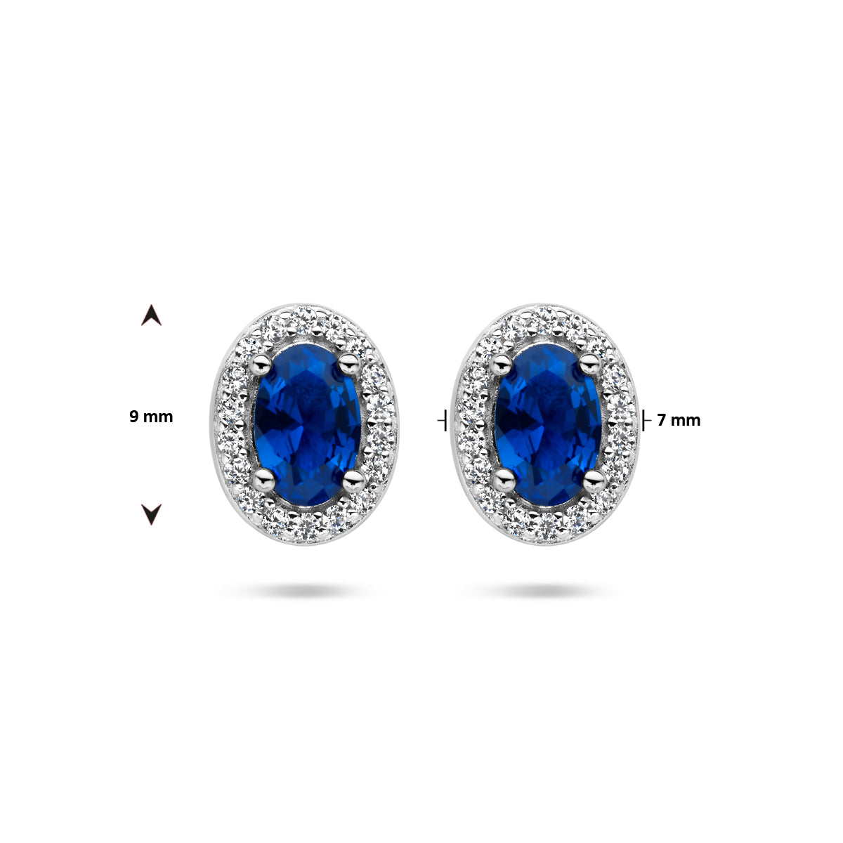 Oorknoppen blauw en wit zirkonia halo