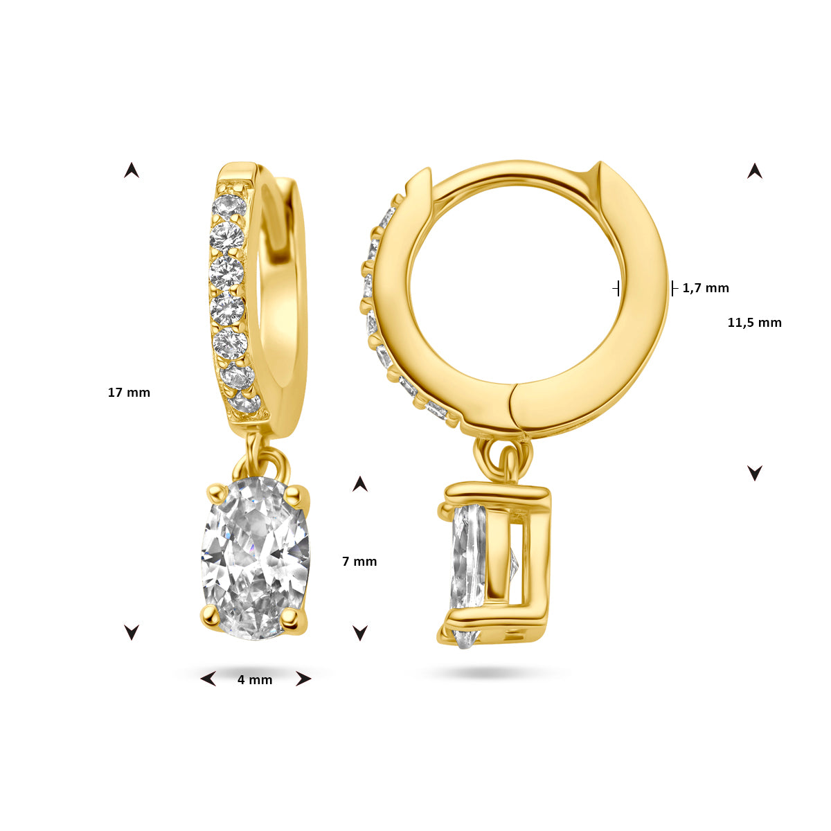 Klapoorringen zirkonia 1 micron