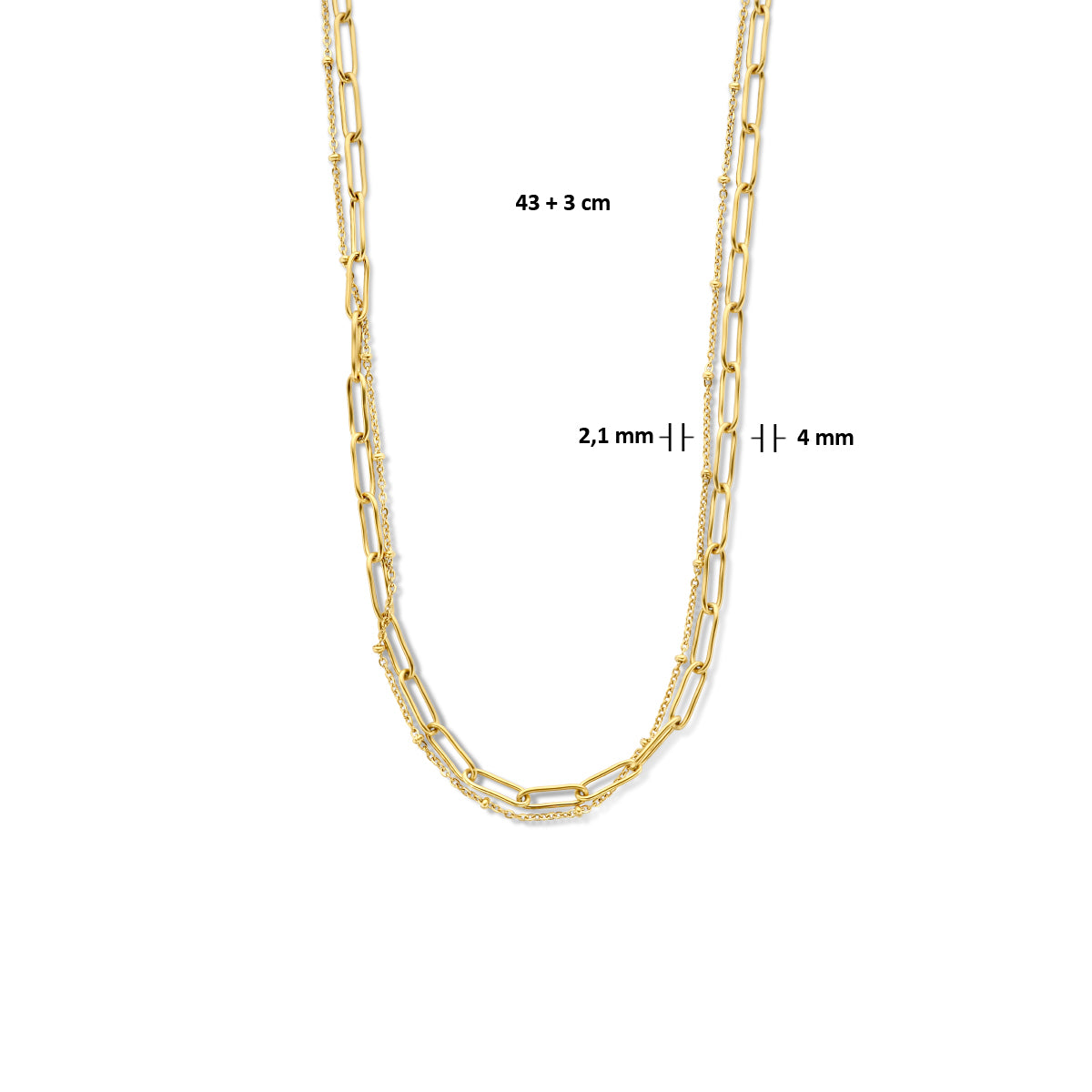 Multi-collier anker en paperclip ronde buis 4.0 mm 43 + 3 cm ion plating