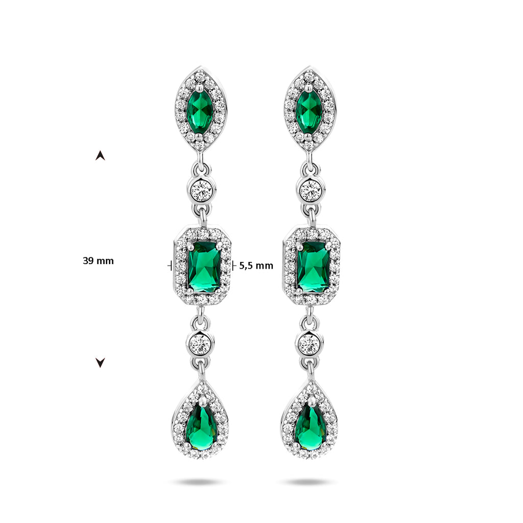 Oorhangers wit en groen zirkonia
